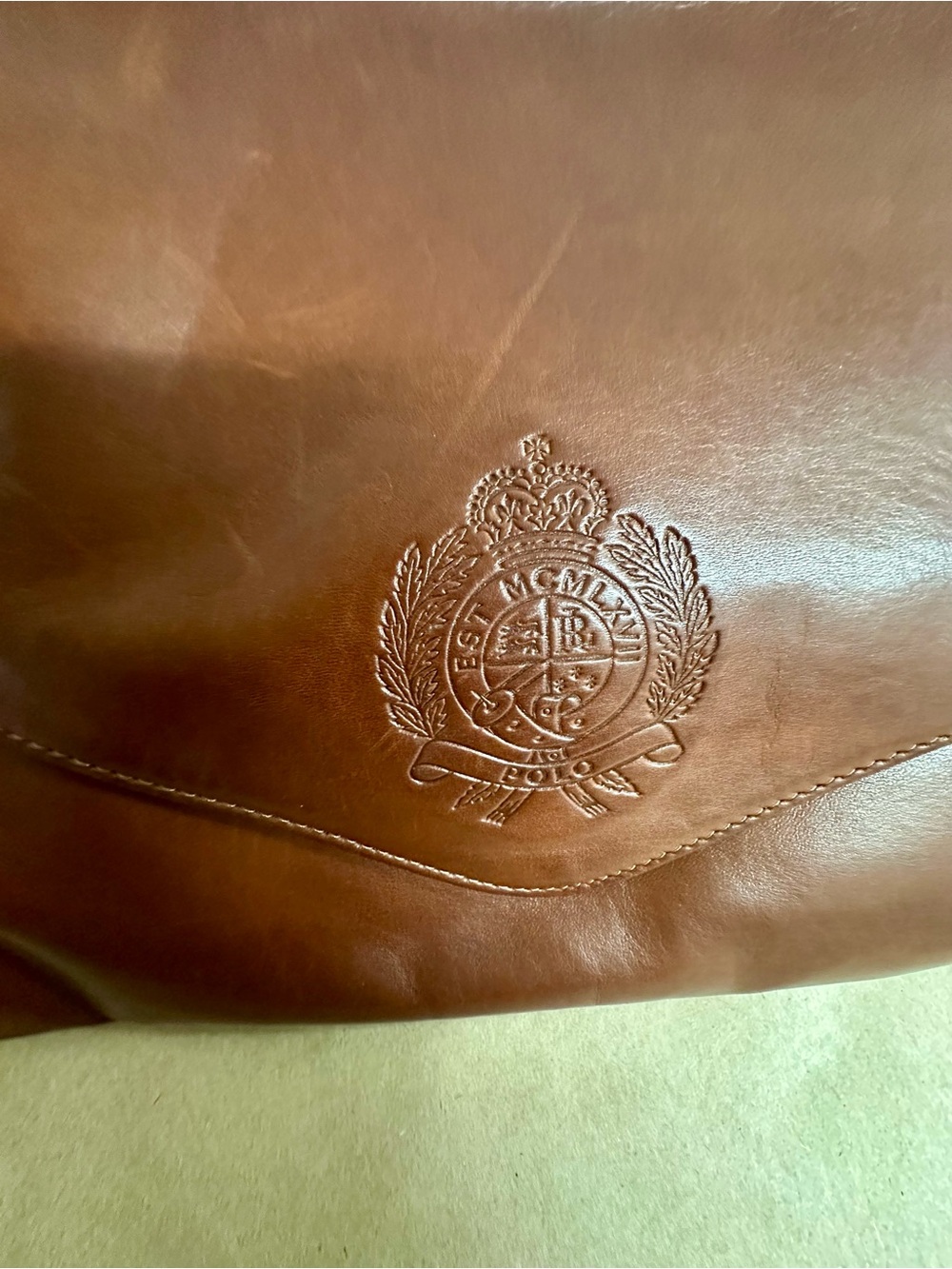 Brown Leather Envelope Clutch Polo Ralph Lauren vintage - Picture 2 of 9